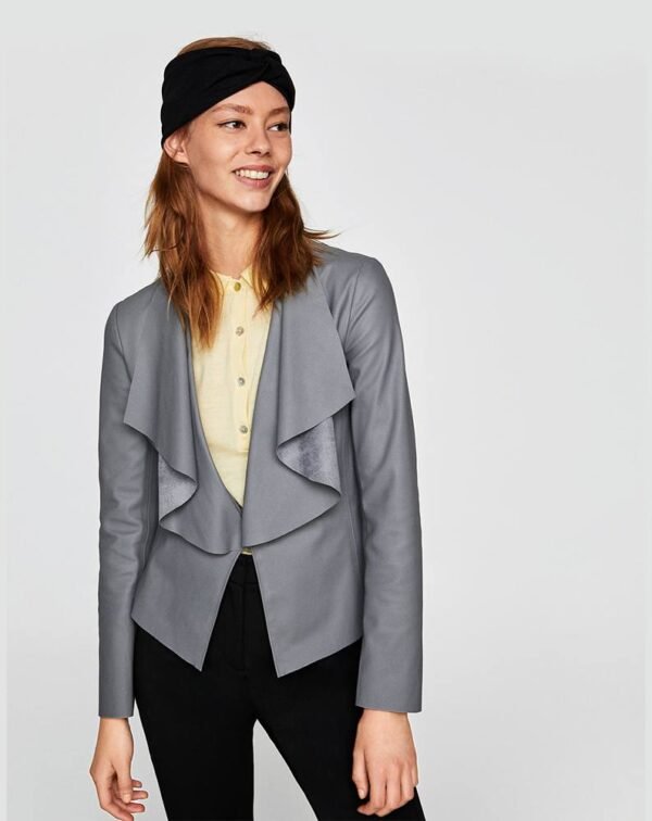 Faux leather jacket with flowing lapels - Image 3